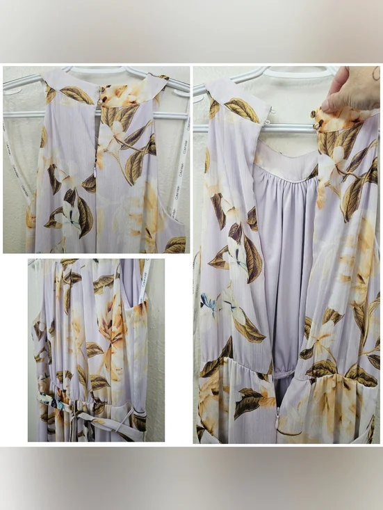 Calvin Klein Floral Halter High-Low Chiffon Maxi Dress - Size 4 - Picture 6 of 7